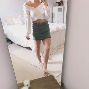 Smocked Long Sleeve Crop